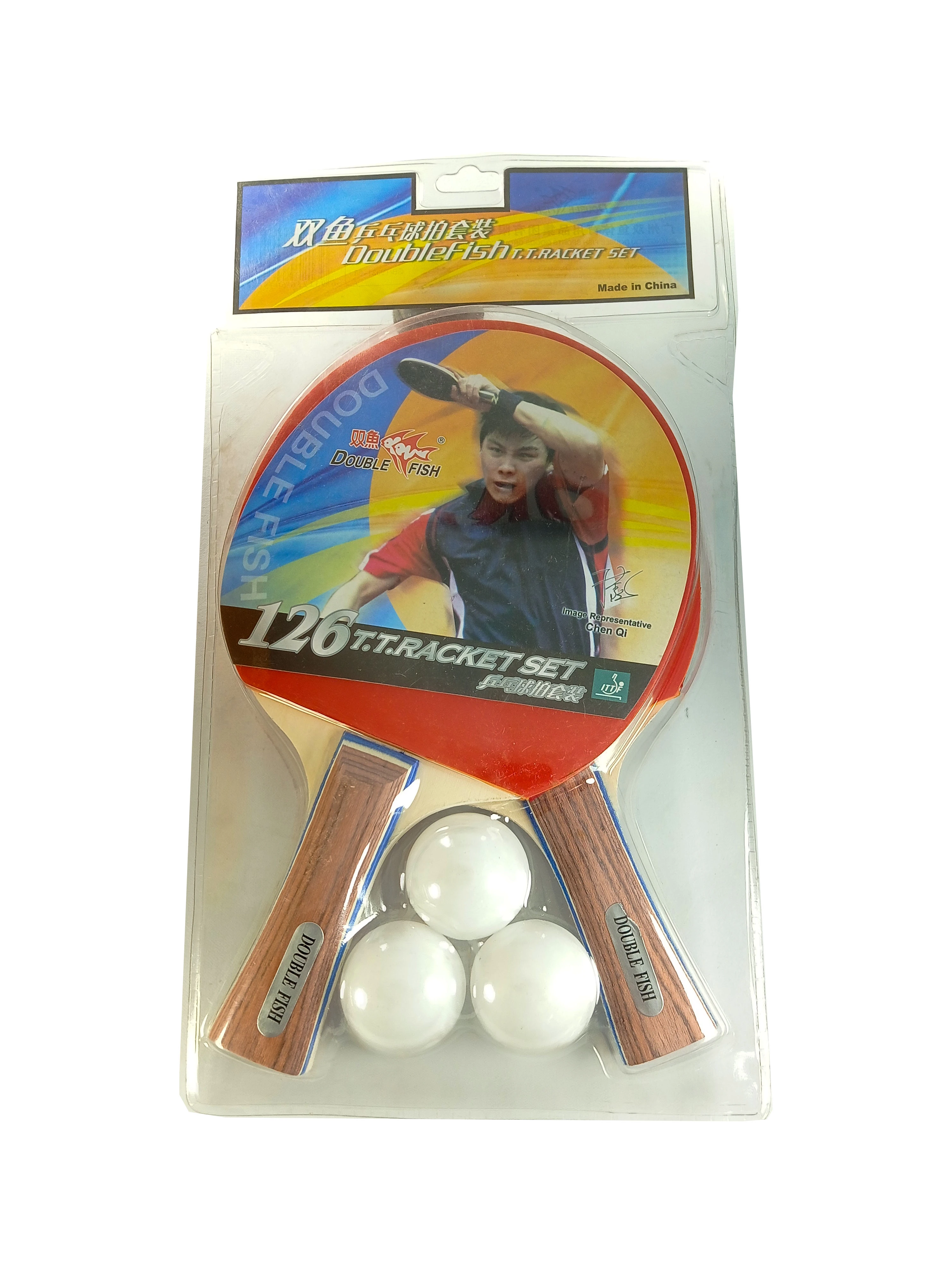 Double Fish T.T Racket Set with 3 t.t ball Code:126 (Pack Of 2 Pcs)