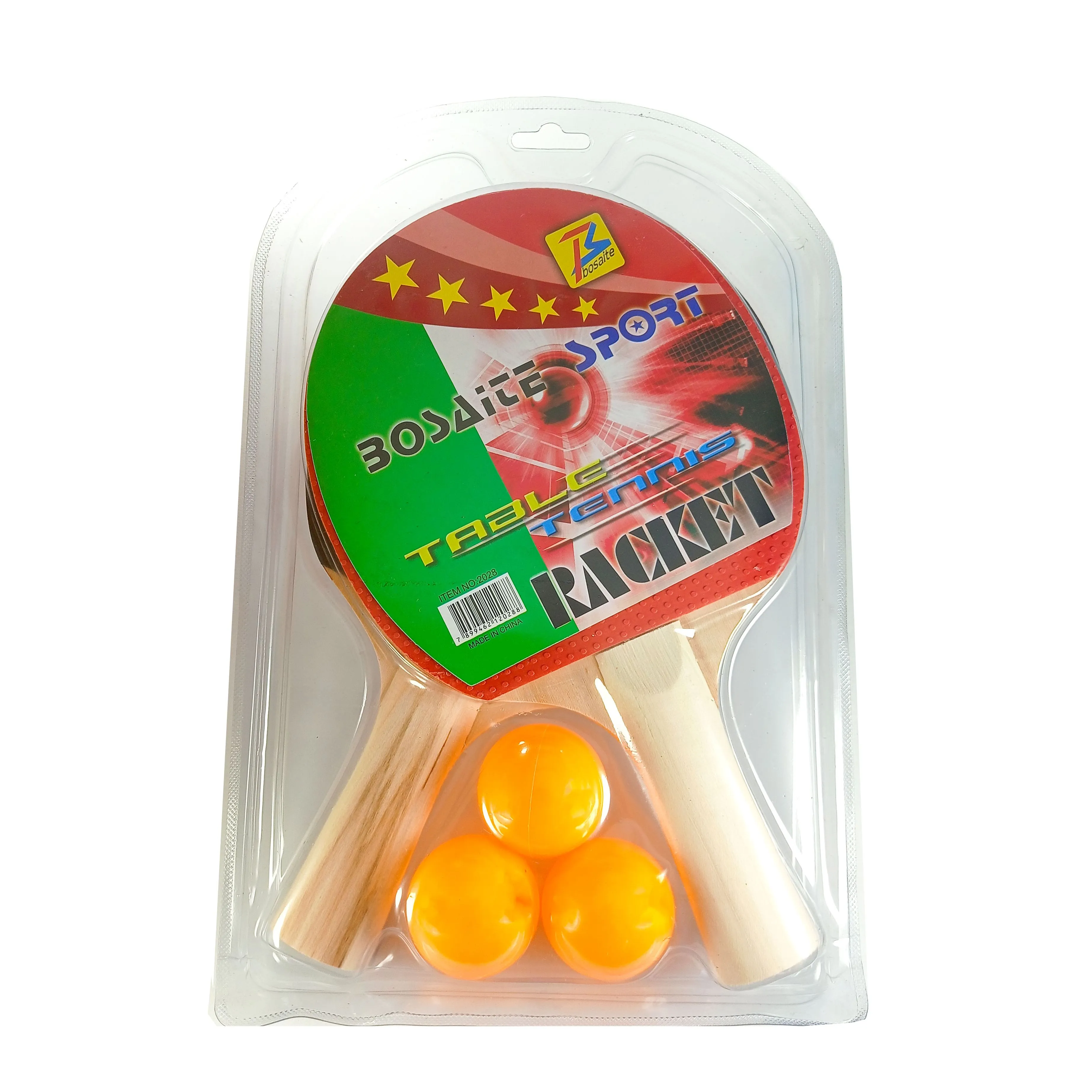 Bosaite T.T Racket Set with 3 t.t ball Item No: 2028 (Pack Of 2 Pcs)